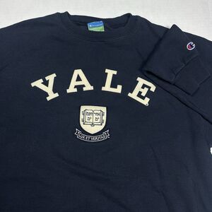 Champion Yale University Crewneck Sweatshirt Navy Blue Mens Eco Fleece Large